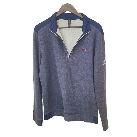 Adidas  1/4 Zip Pullover Long Sleeve Men’s M Medium Navy Blue Authentic with QR - Picture 2 of 6